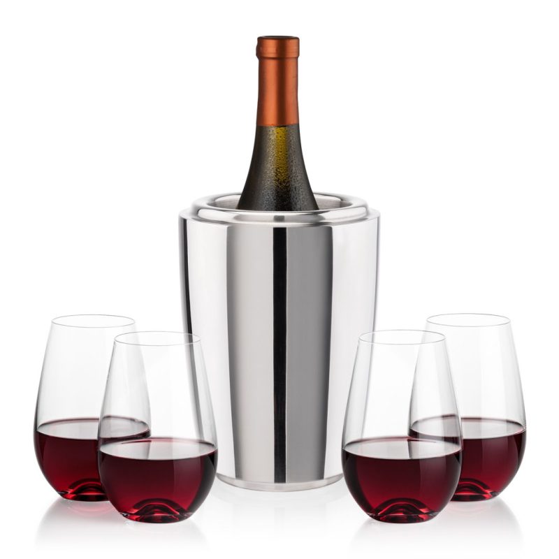 Pescara Wine Cooler & Boston Stemless Wine Set - 5