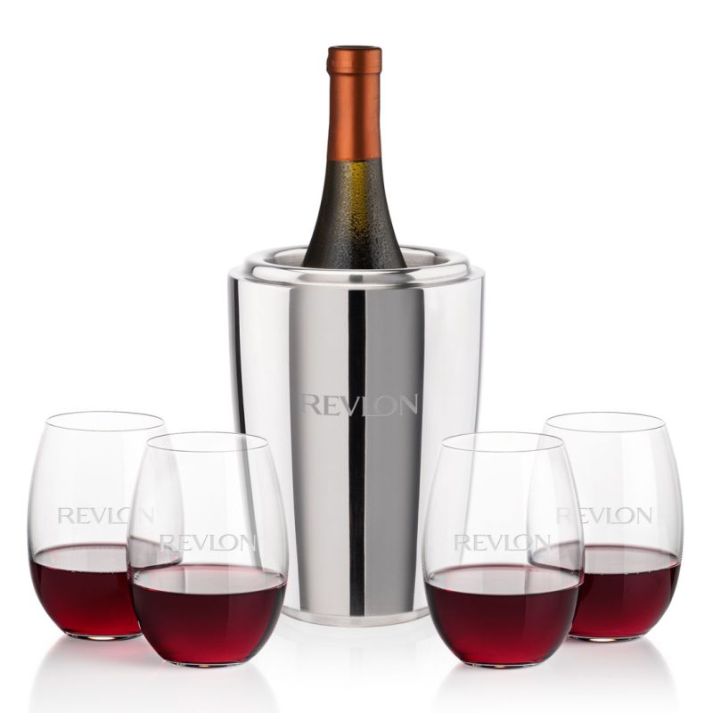 Pescara Wine Cooler & Carlita Stemless Wine Set - 2