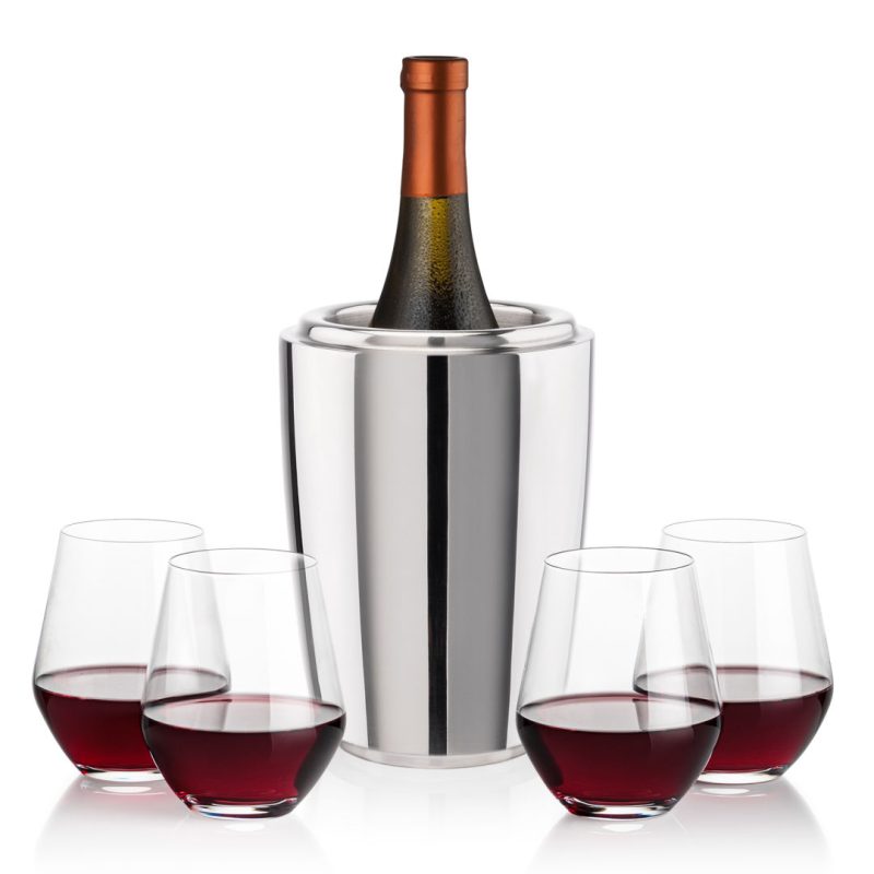 Pescara Wine Cooler & Reina Stemless Wine Set - 5