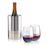 Catania Wine Cooler & Miami Stemless Wine Set - 4