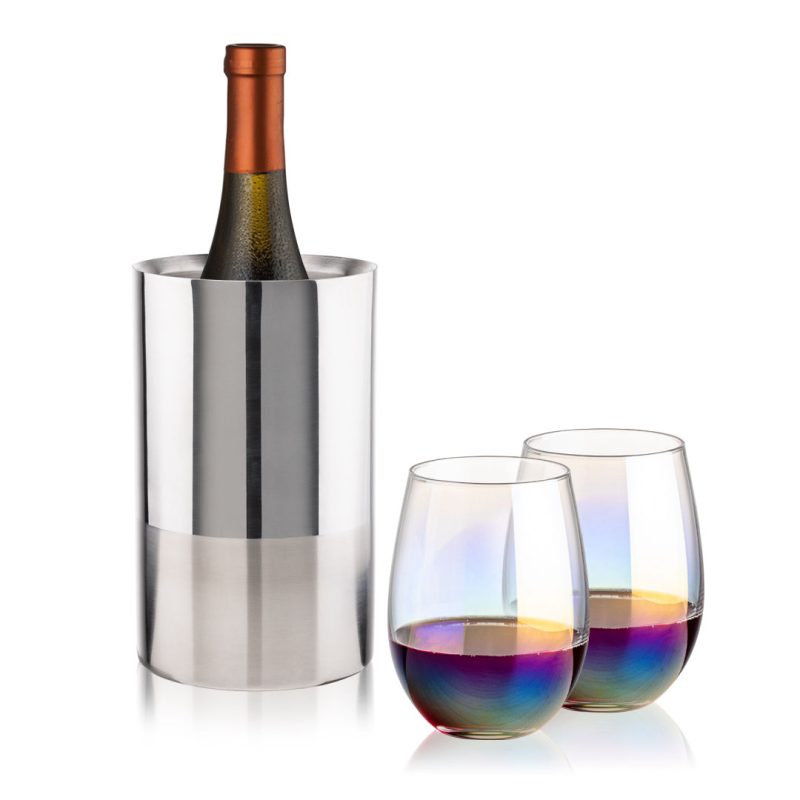 Catania Wine Cooler & Miami Stemless Wine Set - 4