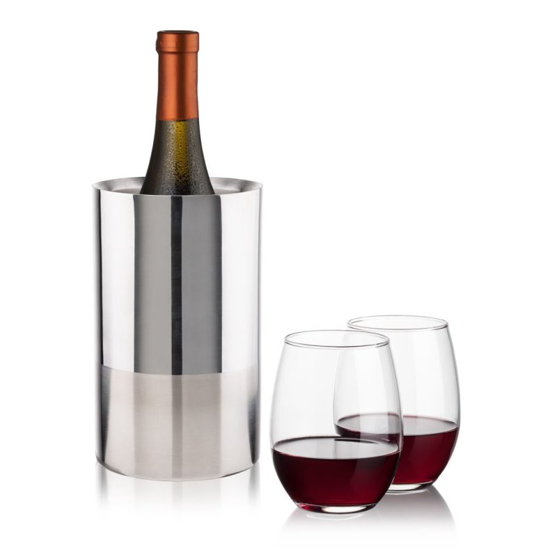 Catania Wine Cooler & Stanford Stemless Wine Set - 4
