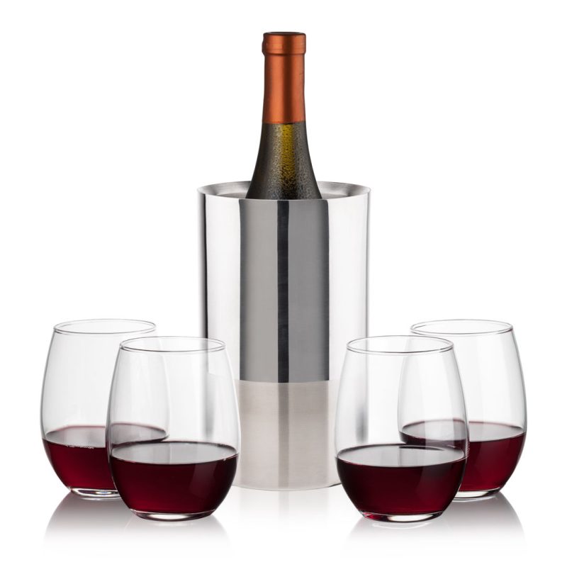 Catania Wine Cooler & Stanford Stemless Wine Set - 5