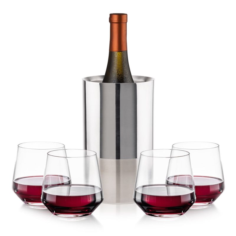 Catania Wine Cooler & Tucson Stemless Wine Set - 5