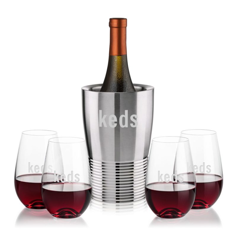 Genoa Wine Cooler & Boston Stemless Wine Set - 2