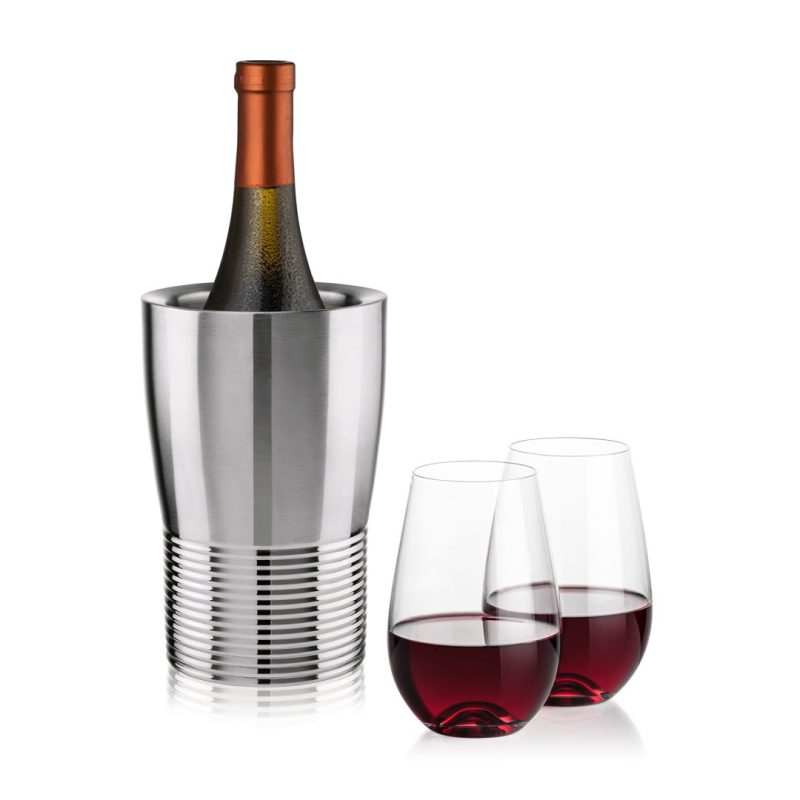 Genoa Wine Cooler & Boston Stemless Wine Set - 4