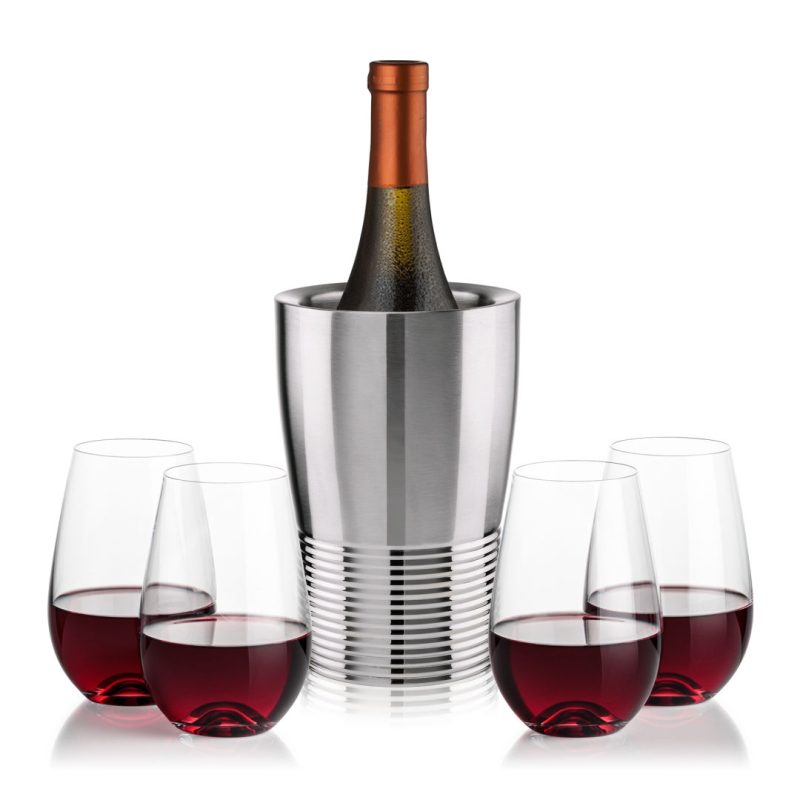 Genoa Wine Cooler & Boston Stemless Wine Set - 5