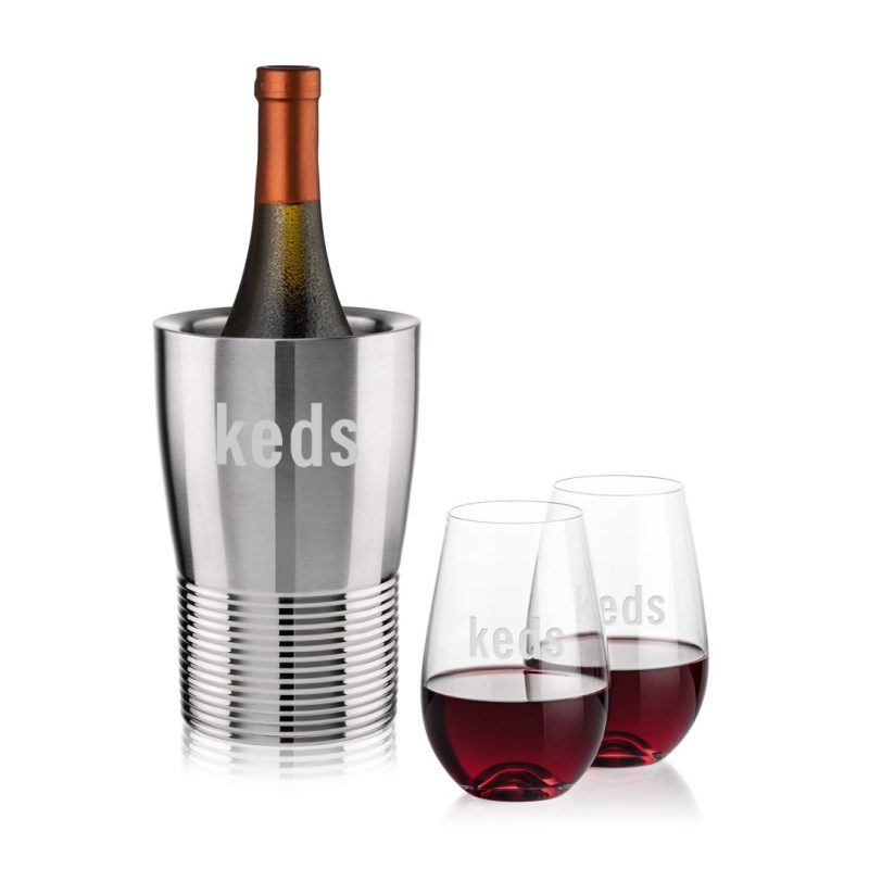 Genoa-Wine-Cooler-Boston-Stemless-Wine-Set-SST10421-BT Genoa Wine Cooler & Boston Stemless Wine Set