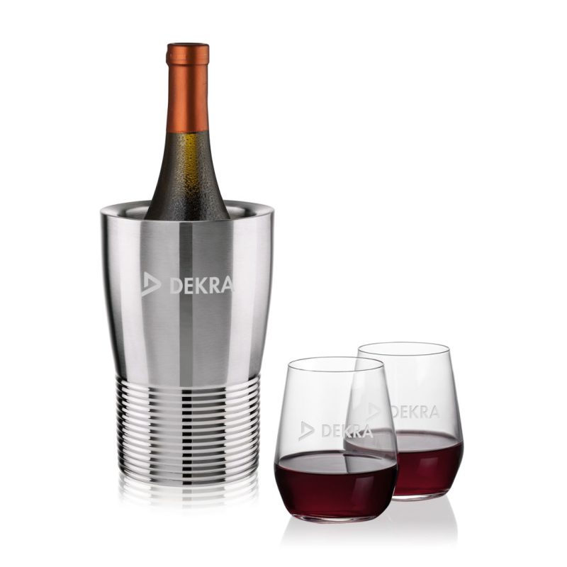 Genoa-Wine-Cooler-Germain-Stemless-Wine-Set-SST10421-GM Genoa Wine Cooler & Germain Stemless Wine Set