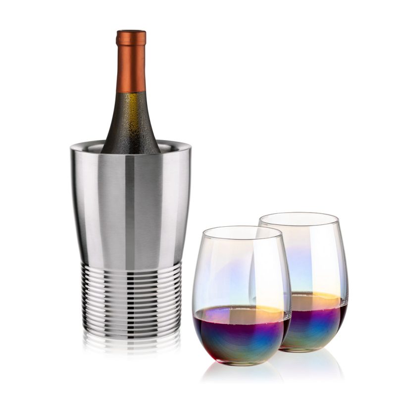 Genoa Wine Cooler & Miami Stemless Wine Set - 4