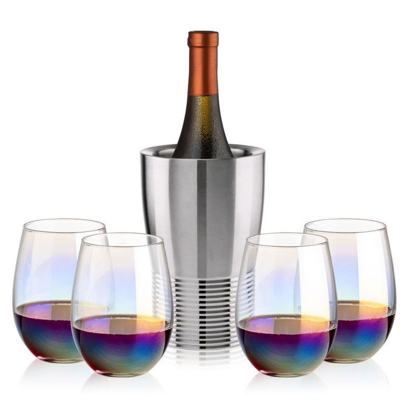 Genoa Wine Cooler & Miami Stemless Wine Set - 5