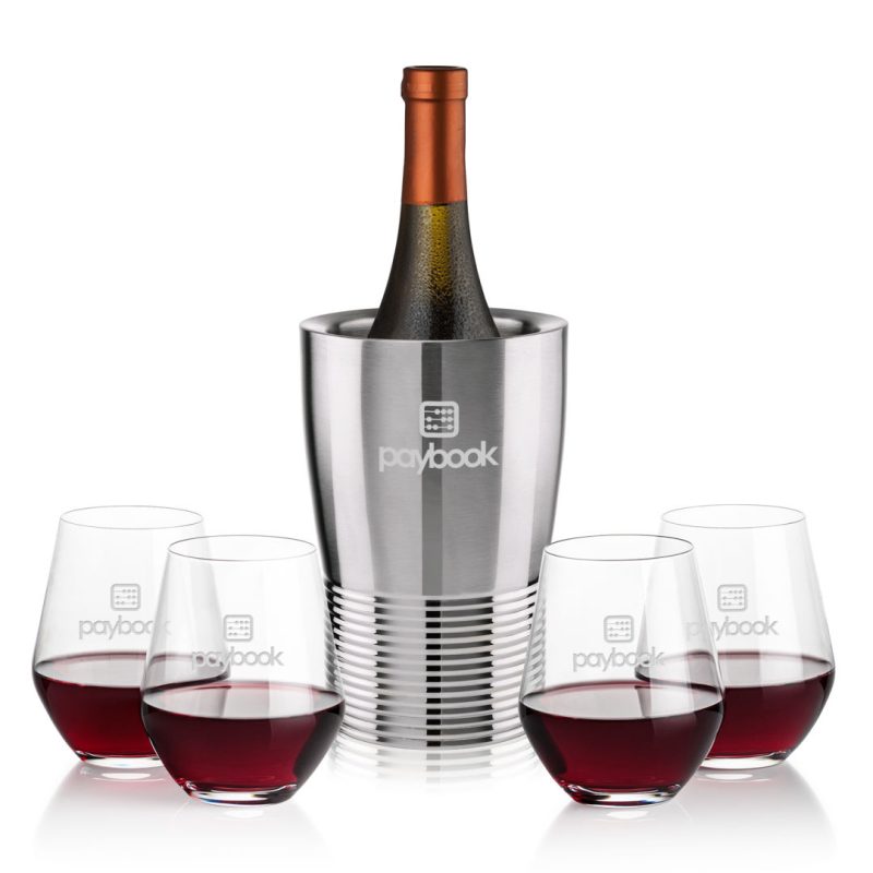 Genoa Wine Cooler & Reina Stemless Wine Set - 2