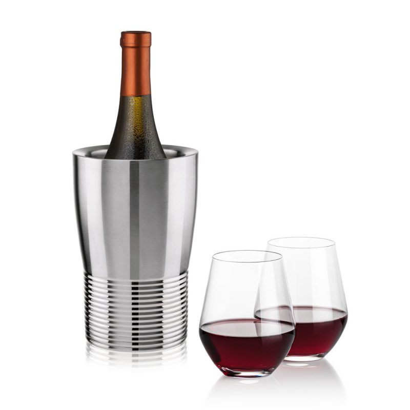 Genoa Wine Cooler & Reina Stemless Wine Set - 4
