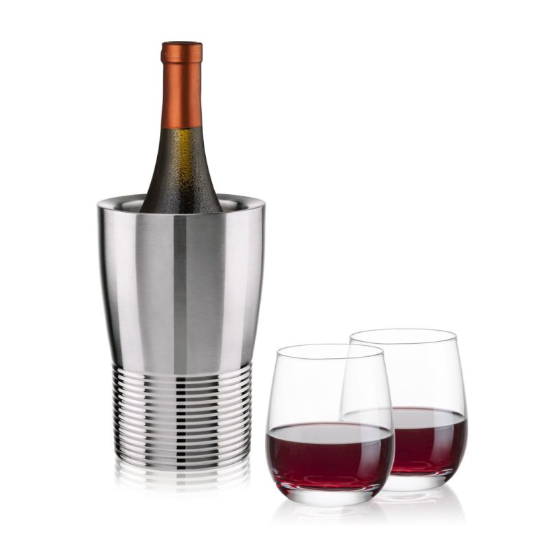 Genoa Wine Cooler & Salem Stemless Wine Set - 4