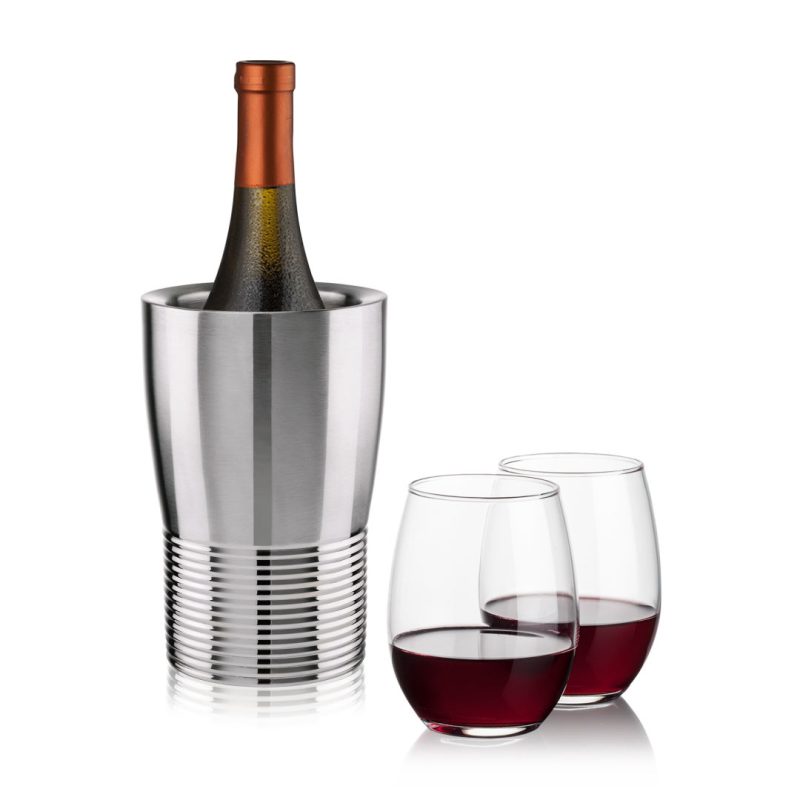 Genoa Wine Cooler & Stanford Stemless Wine Set - 4