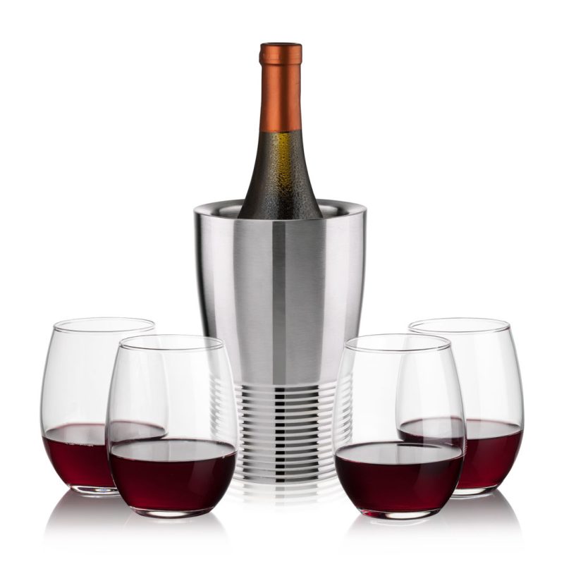 Genoa Wine Cooler & Stanford Stemless Wine Set - 5