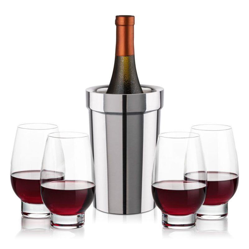Milano Wine Cooler & Glenarden Stemless Wine Set - 5