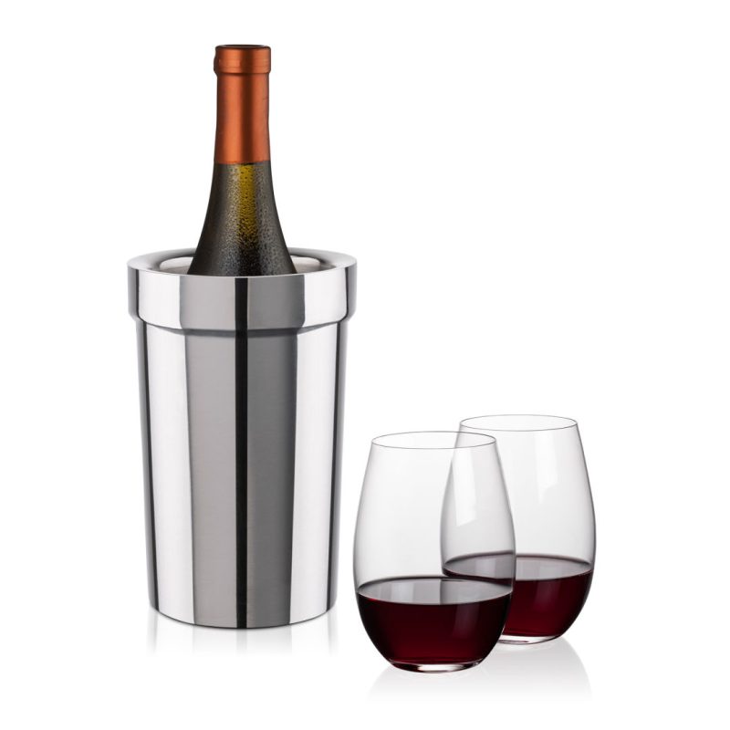 Milano Wine Cooler & Laurent Stemless Wine Set - 5