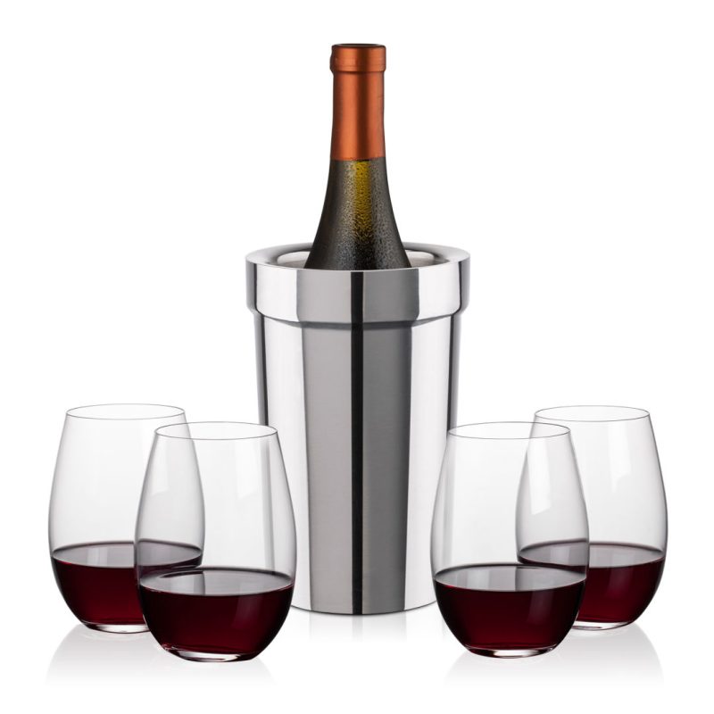Milano Wine Cooler & Laurent Stemless Wine Set - 6