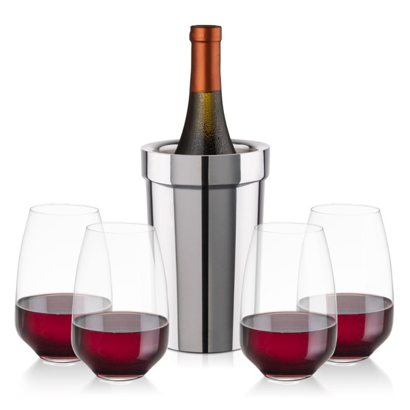 Milano Wine Cooler & Oldham Stemless Wine Set - 5